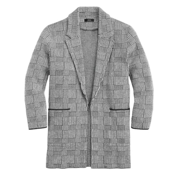 J Crew Sophie open-front sweater blazer in glen plaid Womens Black White Sz XS - Picture 1 of 11